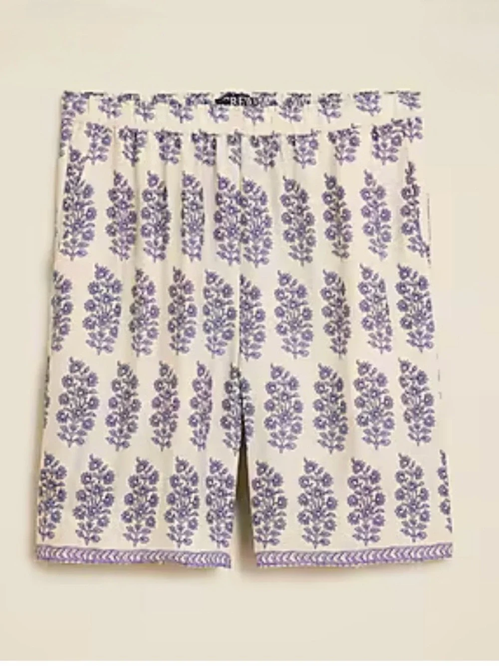 J. Crew White Shorts with Lavender Floral Block Print
